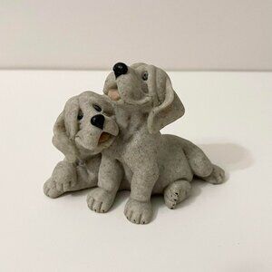 Vintage 2001 Quarry Critters Dog Figurine Pebbles And Patch Dogs